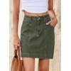 image:imageSidefeel Womens Jean Skirt High Waisted Stretch Casual Trendy Front Seam Mini Denim Skirt with PocketsGreen
