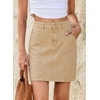 image:imageSidefeel Womens Jean Skirt High Waisted Stretch Casual Trendy Front Seam Mini Denim Skirt with PocketsKhaki