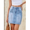 image:imageSidefeel Womens Jean Skirt High Waisted Stretch Casual Trendy Front Seam Mini Denim Skirt with PocketsLight Blue