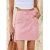 image:imageSidefeel Womens Jean Skirt High Waisted Stretch Casual Trendy Front Seam Mini Denim Skirt with PocketsPink