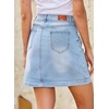 image:imageSidefeel Womens Jean Skirt High Waisted Stretch Casual Trendy Front Seam Mini Denim Skirt with PocketsSky Blue