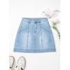 image:imageSidefeel Womens Jean Skirt High Waisted Stretch Casual Trendy Front Seam Mini Denim Skirt with PocketsSky Blue