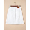 image:imageSidefeel Womens Jean Skirt High Waisted Stretch Casual Trendy Front Seam Mini Denim Skirt with PocketsWhite