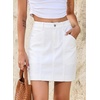 image:imageSidefeel Womens Jean Skirt High Waisted Stretch Casual Trendy Front Seam Mini Denim Skirt with PocketsWhite