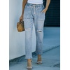 image:imageSidefeel Womens Jeans Ripped Joggers Elastic Drawstring Waist Cargo Denim Pants Size 4 Light Blue