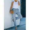 image:imageSidefeel Womens Jeans Ripped Joggers Elastic Drawstring Waist Cargo Denim Pants Size 4 Light Blue