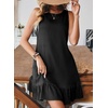 image:imageSidefeel Womens Summer Denim Dresses 2026 Loose Sleeveless Sleeve Ruffled Edge Jean SundressesBlack