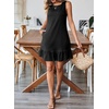 image:imageSidefeel Womens Summer Denim Dresses 2026 Loose Sleeveless Sleeve Ruffled Edge Jean SundressesBlack