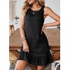 image:imageSidefeel Womens Summer Denim Dresses 2026 Loose Sleeveless Sleeve Ruffled Edge Jean SundressesBlack