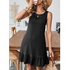 image:imageSidefeel Womens Summer Denim Dresses 2026 Loose Sleeveless Sleeve Ruffled Edge Jean SundressesBlack