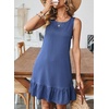 image:imageSidefeel Womens Summer Denim Dresses 2026 Loose Sleeveless Sleeve Ruffled Edge Jean SundressesDark Blue