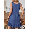 image:imageSidefeel Womens Summer Denim Dresses 2026 Loose Sleeveless Sleeve Ruffled Edge Jean SundressesDark Blue