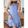 image:imageSidefeel Womens Summer Denim Dresses 2026 Loose Sleeveless Sleeve Ruffled Edge Jean SundressesIceland Blue