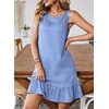 image:imageSidefeel Womens Summer Denim Dresses 2026 Loose Sleeveless Sleeve Ruffled Edge Jean SundressesIceland Blue