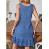 image:imageSidefeel Womens Summer Denim Dresses 2026 Loose Sleeveless Sleeve Ruffled Edge Jean SundressesLight Blue