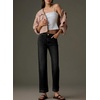 image:imageSidefeel Womens Wide Leg Cuffed Jeans High Waisted Baggy Stretchy Denim Pants with PocketsBlack
