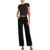 image:imageSidefeel Womens Wide Leg Cuffed Jeans High Waisted Baggy Stretchy Denim Pants with PocketsBlack