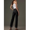 image:imageSidefeel Womens Wide Leg Cuffed Jeans High Waisted Baggy Stretchy Denim Pants with PocketsBlack