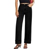 image:imageSidefeel Womens Wide Leg Cuffed Jeans High Waisted Baggy Stretchy Denim Pants with PocketsBlack