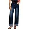 image:imageSidefeel Womens Wide Leg Cuffed Jeans High Waisted Baggy Stretchy Denim Pants with PocketsBluing