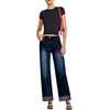 image:imageSidefeel Womens Wide Leg Cuffed Jeans High Waisted Baggy Stretchy Denim Pants with PocketsBluing