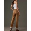 image:imageSidefeel Womens Wide Leg Cuffed Jeans High Waisted Baggy Stretchy Denim Pants with PocketsBrown