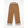 image:imageSidefeel Womens Wide Leg Cuffed Jeans High Waisted Baggy Stretchy Denim Pants with PocketsBrown