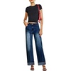 image:imageSidefeel Womens Wide Leg Cuffed Jeans High Waisted Baggy Stretchy Denim Pants with PocketsDark Blue