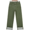 image:imageSidefeel Womens Wide Leg Cuffed Jeans High Waisted Baggy Stretchy Denim Pants with PocketsGreen