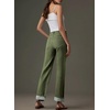 image:imageSidefeel Womens Wide Leg Cuffed Jeans High Waisted Baggy Stretchy Denim Pants with PocketsGreen