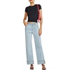 image:imageSidefeel Womens Wide Leg Cuffed Jeans High Waisted Baggy Stretchy Denim Pants with PocketsIceland Blue