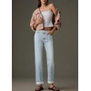 image:imageSidefeel Womens Wide Leg Cuffed Jeans High Waisted Baggy Stretchy Denim Pants with PocketsIceland Blue