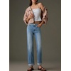 image:imageSidefeel Womens Wide Leg Cuffed Jeans High Waisted Baggy Stretchy Denim Pants with PocketsLight Blue