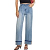 image:imageSidefeel Womens Wide Leg Cuffed Jeans High Waisted Baggy Stretchy Denim Pants with PocketsLight Blue