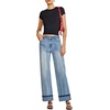 image:imageSidefeel Womens Wide Leg Cuffed Jeans High Waisted Baggy Stretchy Denim Pants with PocketsLight Blue