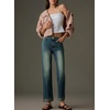 image:imageSidefeel Womens Wide Leg Cuffed Jeans High Waisted Baggy Stretchy Denim Pants with PocketsReal Teal