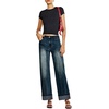 image:imageSidefeel Womens Wide Leg Cuffed Jeans High Waisted Baggy Stretchy Denim Pants with PocketsReal Teal