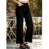 image:imageSidefeel Womens Wide Leg Embroidered Jeans High Waisted Stretchy Straight Leg Loose Fit Ankle Denim PantsBlack