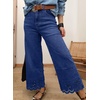 image:imageSidefeel Womens Wide Leg Embroidered Jeans High Waisted Stretchy Straight Leg Loose Fit Ankle Denim PantsBluing