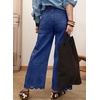 image:imageSidefeel Womens Wide Leg Embroidered Jeans High Waisted Stretchy Straight Leg Loose Fit Ankle Denim PantsBluing