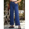 image:imageSidefeel Womens Wide Leg Embroidered Jeans High Waisted Stretchy Straight Leg Loose Fit Ankle Denim PantsBluing