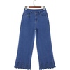 image:imageSidefeel Womens Wide Leg Embroidered Jeans High Waisted Stretchy Straight Leg Loose Fit Ankle Denim PantsDark Blue