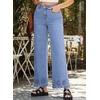 image:imageSidefeel Womens Wide Leg Embroidered Jeans High Waisted Stretchy Straight Leg Loose Fit Ankle Denim PantsIceland Blue