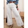 image:imageSidefeel Womens Wide Leg Embroidered Jeans High Waisted Stretchy Straight Leg Loose Fit Ankle Denim PantsWhite