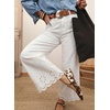 image:imageSidefeel Womens Wide Leg Embroidered Jeans High Waisted Stretchy Straight Leg Loose Fit Ankle Denim PantsWhite