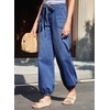 image:imageSidefeel Womens Wide Leg Jeans High Waisted Drawstring Baggy Stretchy Trendy Harem Loose Ankle Denim PantsBlue