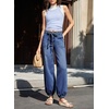image:imageSidefeel Womens Wide Leg Jeans High Waisted Drawstring Baggy Stretchy Trendy Harem Loose Ankle Denim PantsBlue