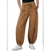 image:imageSidefeel Womens Wide Leg Jeans High Waisted Drawstring Baggy Stretchy Trendy Harem Loose Ankle Denim PantsBrown