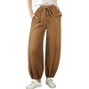 image:imageSidefeel Womens Wide Leg Jeans High Waisted Drawstring Baggy Stretchy Trendy Harem Loose Ankle Denim PantsBrown