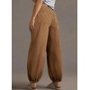 image:imageSidefeel Womens Wide Leg Jeans High Waisted Drawstring Baggy Stretchy Trendy Harem Loose Ankle Denim PantsBrown